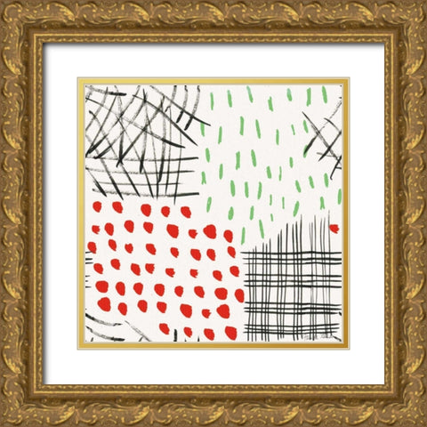 Neighborhood Holiday Pattern II Gold Ornate Wood Framed Art Print with Double Matting by Zaman, Farida