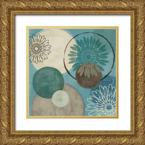Flora Mood I Gold Ornate Wood Framed Art Print with Double Matting by Charron, Veronique