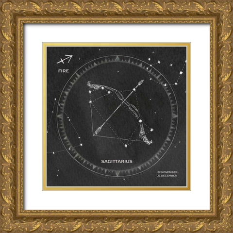 Night Sky Sagittarius v2 Gold Ornate Wood Framed Art Print with Double Matting by Miller, Sara Zieve