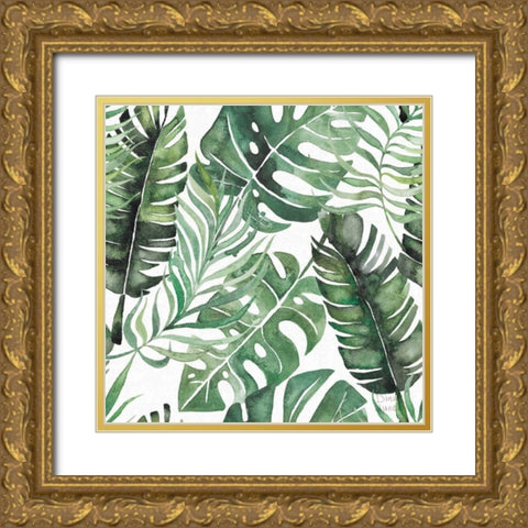 Paradise Petals Pattern IB Gold Ornate Wood Framed Art Print with Double Matting by June, Dina