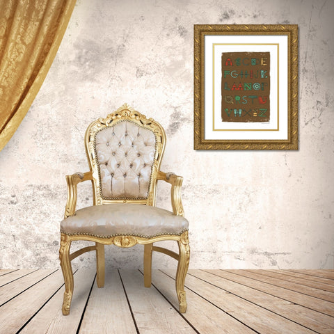Camping Alphabet Dark Gold Ornate Wood Framed Art Print with Double Matting by Snowdon, Alexandra