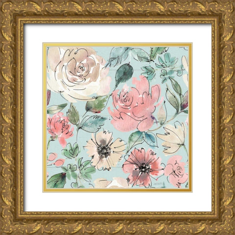 Country Love Pattern IB Gold Ornate Wood Framed Art Print with Double Matting by Tavoletti, Anne