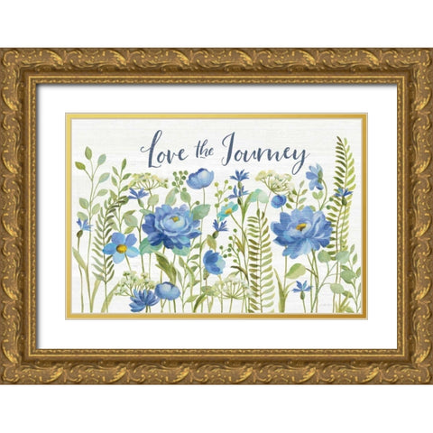 Botanical Blue II Gold Ornate Wood Framed Art Print with Double Matting by Vassileva, Silvia