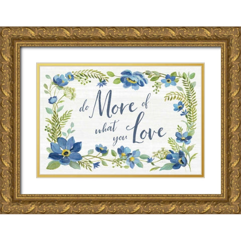 Botanical Blue III Gold Ornate Wood Framed Art Print with Double Matting by Vassileva, Silvia