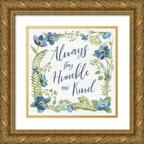 Botanical Blue IV Gold Ornate Wood Framed Art Print with Double Matting by Vassileva, Silvia