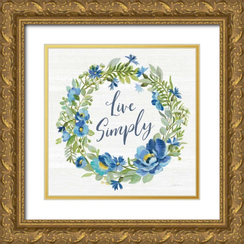 Botanical Blue VI Gold Ornate Wood Framed Art Print with Double Matting by Vassileva, Silvia