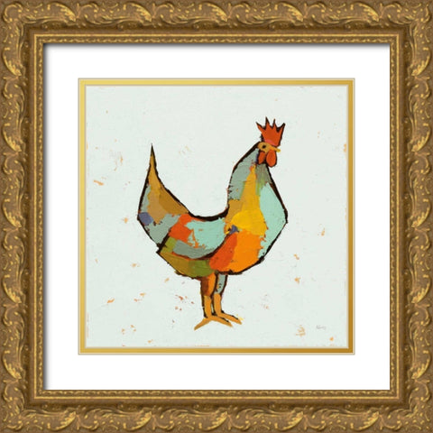 The Strutter on White Gold Ornate Wood Framed Art Print with Double Matting by Adams, Phyllis
