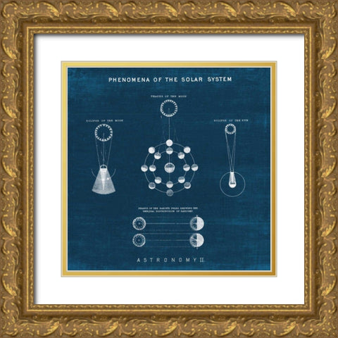 Solar System Blueprint II Gold Ornate Wood Framed Art Print with Double Matting by Wild Apple Portfolio