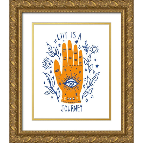 Palm Reading I Gold Ornate Wood Framed Art Print with Double Matting by Zaman, Farida