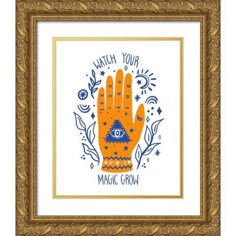 Palm Reading II Gold Ornate Wood Framed Art Print with Double Matting by Zaman, Farida