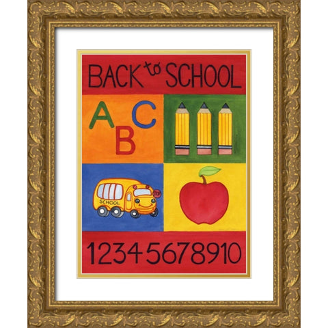 Back to School Gold Ornate Wood Framed Art Print with Double Matting by McKenna, Kathleen Parr