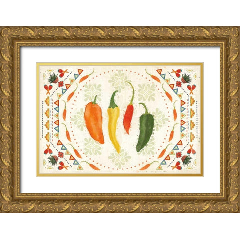 Tex Mex Fiesta I Gold Ornate Wood Framed Art Print with Double Matting by Charron, Veronique