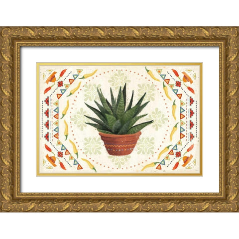 Tex Mex Fiesta II Gold Ornate Wood Framed Art Print with Double Matting by Charron, Veronique