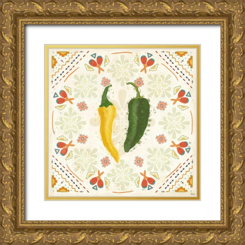 Tex Mex Fiesta III Gold Ornate Wood Framed Art Print with Double Matting by Charron, Veronique
