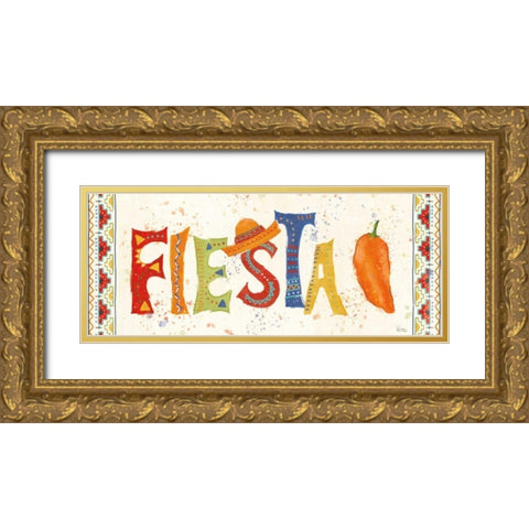 Tex Mex Fiesta VII Gold Ornate Wood Framed Art Print with Double Matting by Charron, Veronique