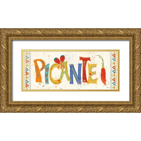 Tex Mex Fiesta VIII Gold Ornate Wood Framed Art Print with Double Matting by Charron, Veronique