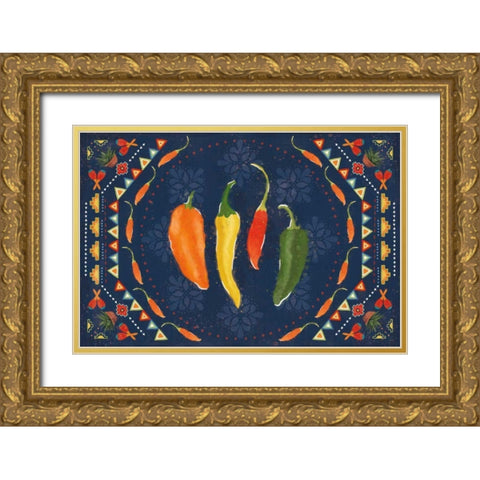 Tex Mex Fiesta I Dark Gold Ornate Wood Framed Art Print with Double Matting by Charron, Veronique