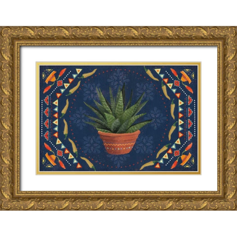 Tex Mex Fiesta II Dark Gold Ornate Wood Framed Art Print with Double Matting by Charron, Veronique