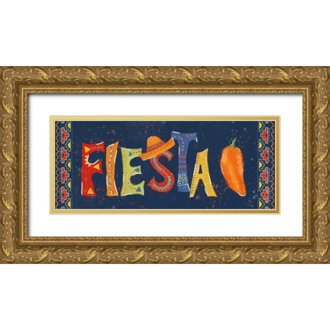 Tex Mex Fiesta VII Dark Gold Ornate Wood Framed Art Print with Double Matting by Charron, Veronique