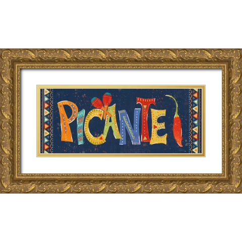 Tex Mex Fiesta VIII Dark Gold Ornate Wood Framed Art Print with Double Matting by Charron, Veronique