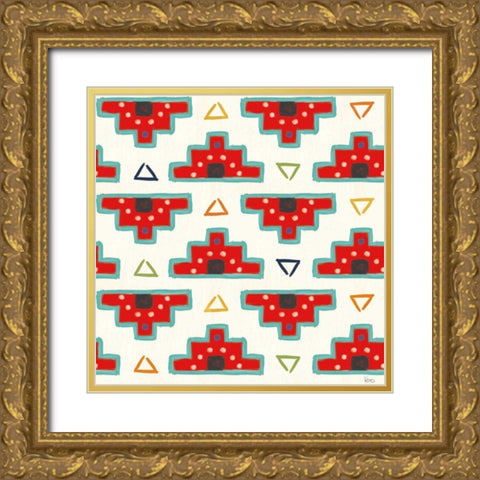 Tex Mex Fiesta Pattern III Gold Ornate Wood Framed Art Print with Double Matting by Charron, Veronique