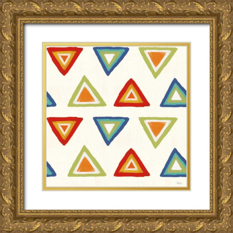 Tex Mex Fiesta Pattern IV Gold Ornate Wood Framed Art Print with Double Matting by Charron, Veronique
