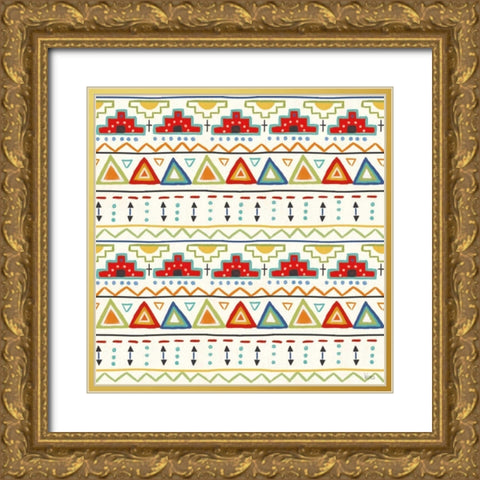 Tex Mex Fiesta Pattern VA Gold Ornate Wood Framed Art Print with Double Matting by Charron, Veronique