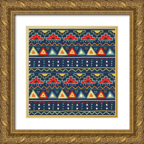 Tex Mex Fiesta Pattern VB Gold Ornate Wood Framed Art Print with Double Matting by Charron, Veronique