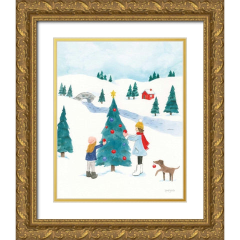 Winter Scene II Gold Ornate Wood Framed Art Print with Double Matting by Jackson, Jenaya