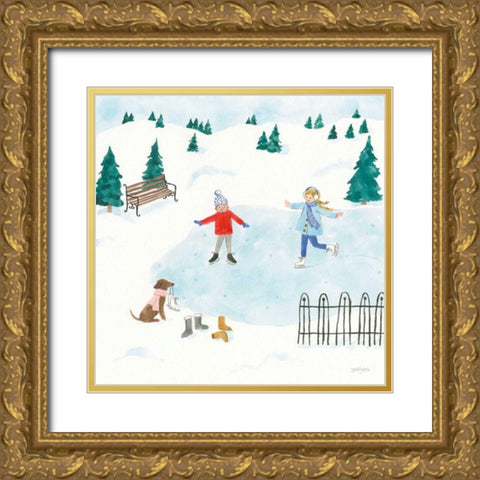 Winter Scene III Gold Ornate Wood Framed Art Print with Double Matting by Jackson, Jenaya
