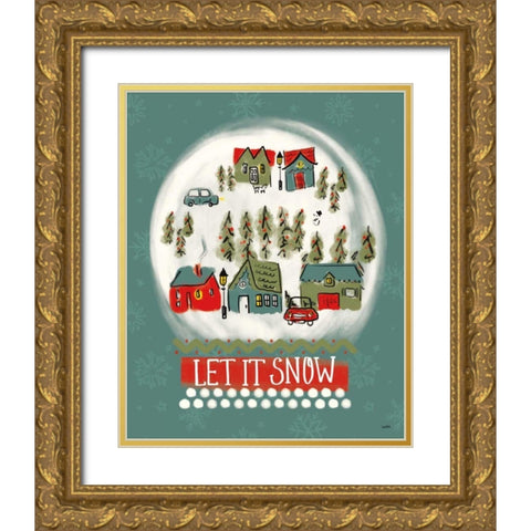 Winter Village III Gold Ornate Wood Framed Art Print with Double Matting by York, Leah