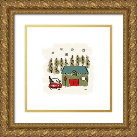 Winter Village V Gold Ornate Wood Framed Art Print with Double Matting by York, Leah