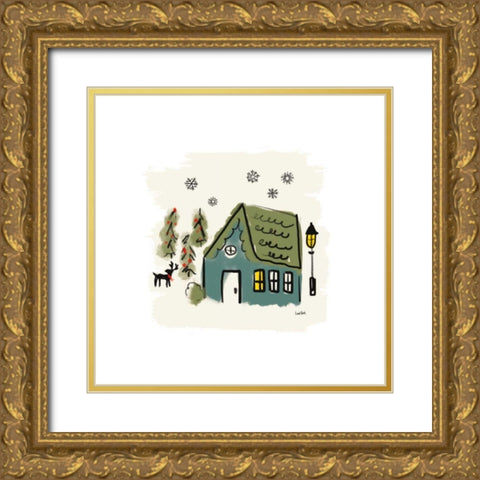 Winter Village VI Gold Ornate Wood Framed Art Print with Double Matting by York, Leah