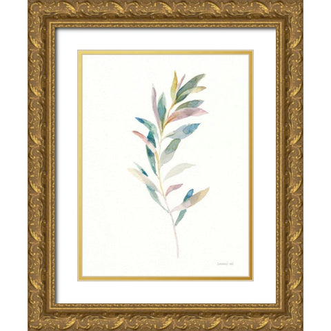 Greenery I Gold Ornate Wood Framed Art Print with Double Matting by Nai, Danhui