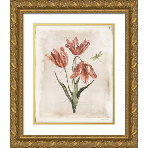 Antiquarian Blooms III Gold Ornate Wood Framed Art Print with Double Matting by Pertiet, Katie