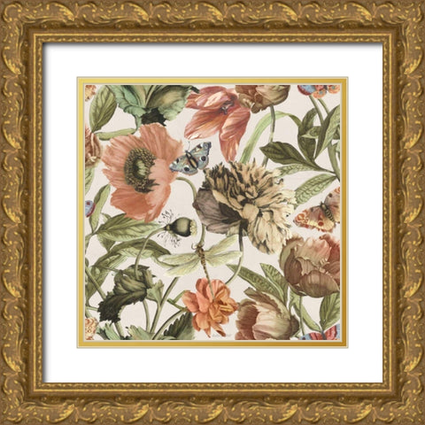 Antiquarian Blooms Pattern IA Gold Ornate Wood Framed Art Print with Double Matting by Pertiet, Katie