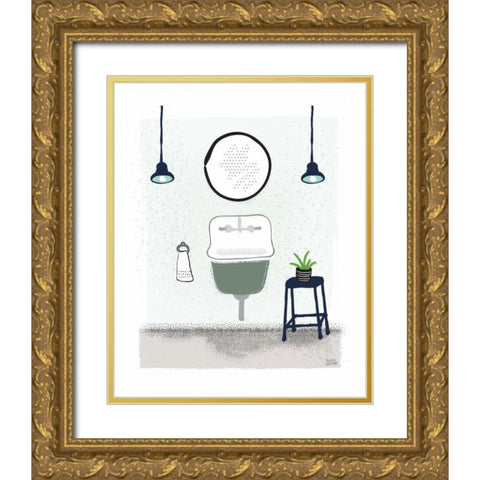 Bold Bath II BG Gold Ornate Wood Framed Art Print with Double Matting by Averinos, Melissa
