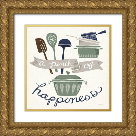 A Pinch of Happiness Winter Gold Ornate Wood Framed Art Print with Double Matting by Urban, Mary