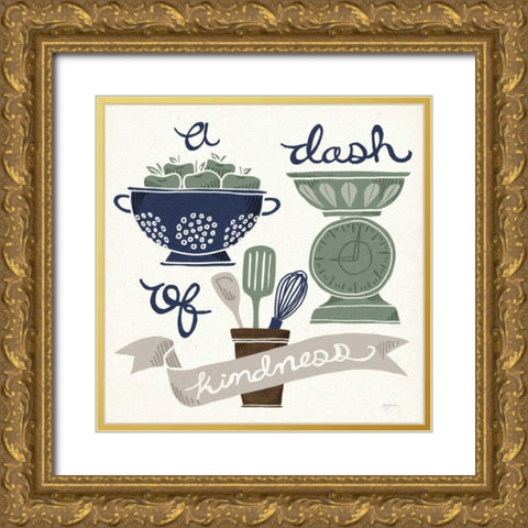 A Dash of Kindness Winter Gold Ornate Wood Framed Art Print with Double Matting by Urban, Mary