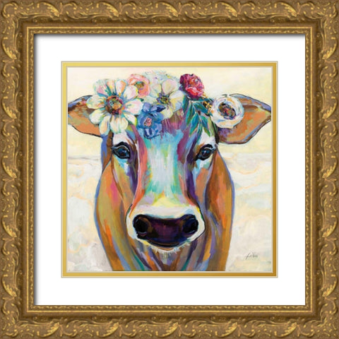 Beau with Flowers Gold Ornate Wood Framed Art Print with Double Matting by Vertentes, Jeanette