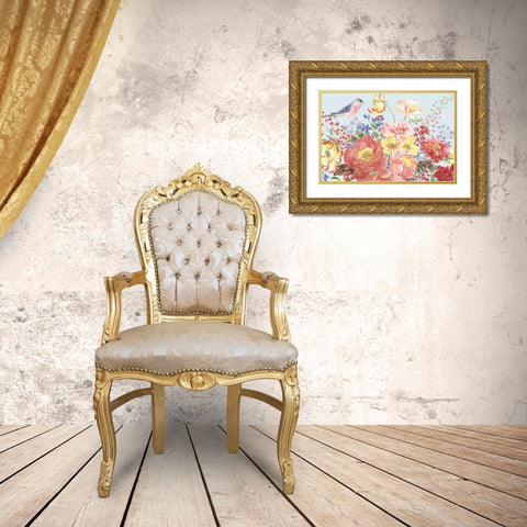 Floral Focus II Blue Gold Ornate Wood Framed Art Print with Double Matting by Grove, Beth