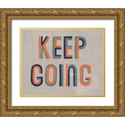 Retro Words II Gray Crop Gold Ornate Wood Framed Art Print with Double Matting by Marshall, Laura
