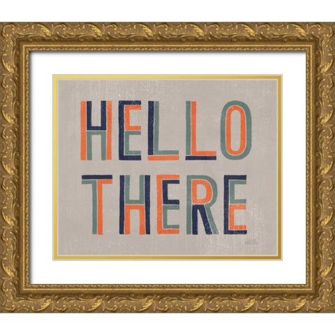 Retro Words III Gray Crop Gold Ornate Wood Framed Art Print with Double Matting by Marshall, Laura