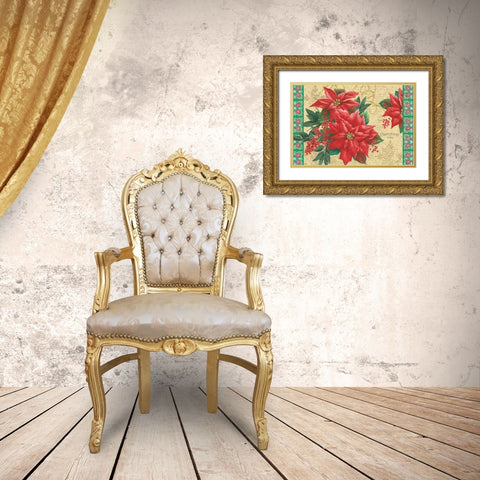 Christmas Floral Gold Ornate Wood Framed Art Print with Double Matting by Grove, Beth