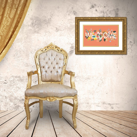 Wild Garden I Welcome Gold Ornate Wood Framed Art Print with Double Matting by Marshall, Laura