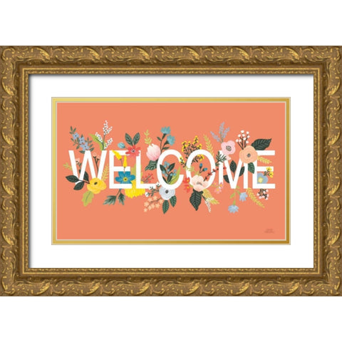 Wild Garden I Welcome Gold Ornate Wood Framed Art Print with Double Matting by Marshall, Laura