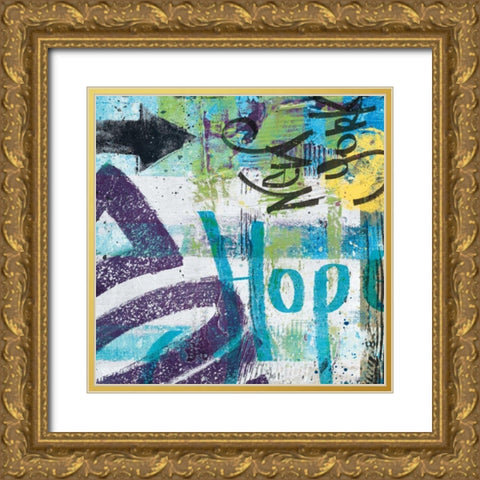 City Graffiti II Gold Ornate Wood Framed Art Print with Double Matting by Wild Apple Portfolio