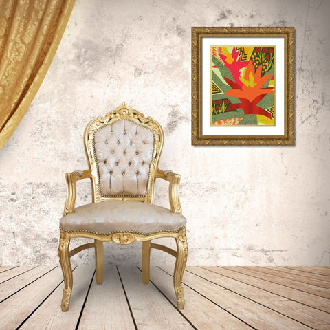 Bromeliad Gold Ornate Wood Framed Art Print with Double Matting by Gallagher, Megan