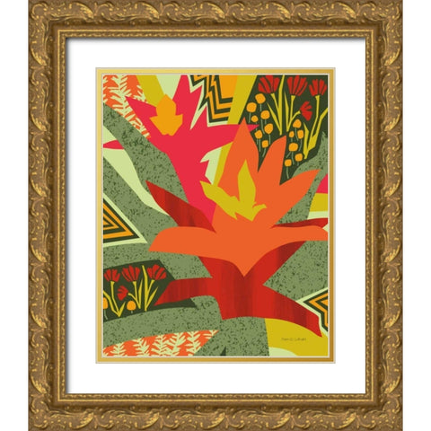 Bromeliad Gold Ornate Wood Framed Art Print with Double Matting by Gallagher, Megan