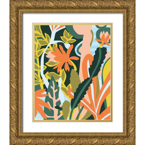 Cactus Flower Gold Ornate Wood Framed Art Print with Double Matting by Gallagher, Megan